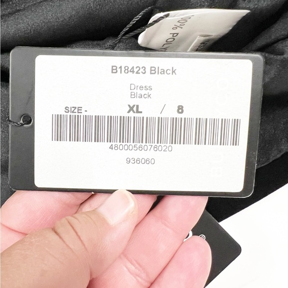 BURRYCO Womens Black Velvet Peter Pan Collar Embroidered Pocket A Line Dress - Picture 12 of 14